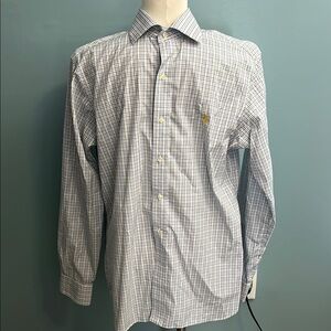 Polo Ralph Lauren White/Blue/Yellow Plaid Long Sleeve Shirt sz 15 1/2.  34/35